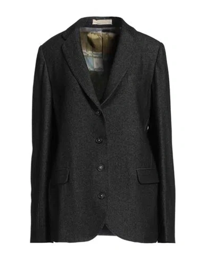 Massimo Alba Woman Blazer Charcoal Size L Wool, Cotton In Grey