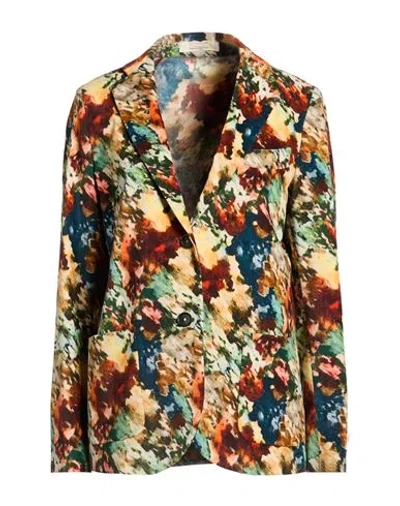 Massimo Alba Woman Blazer Dark Green Size M Cotton, Elastane In Multi