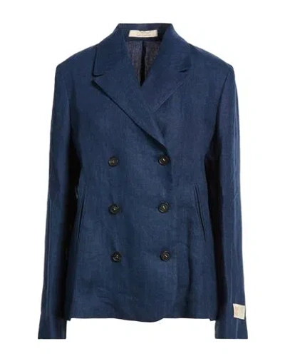 Massimo Alba Woman Blazer Midnight Blue Size L Linen