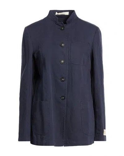 Massimo Alba Woman Blazer Navy Size M Cotton, Linen In Blue