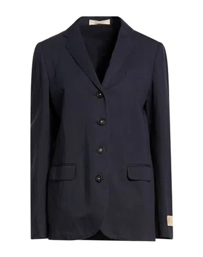 Massimo Alba Woman Blazer Navy Size Xl Cotton, Linen In Blue