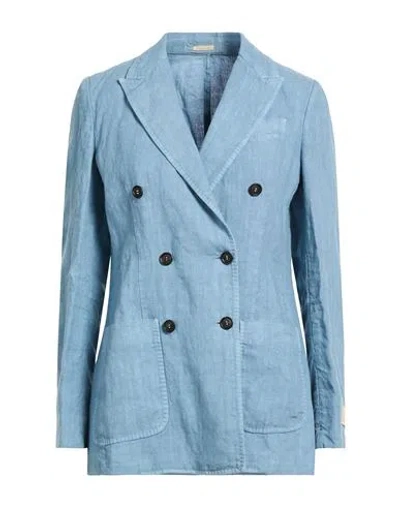 Massimo Alba Woman Blazer Slate Blue Size M Linen