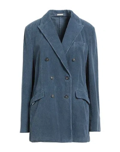 Massimo Alba Woman Blazer Slate Blue Size Xl Cotton