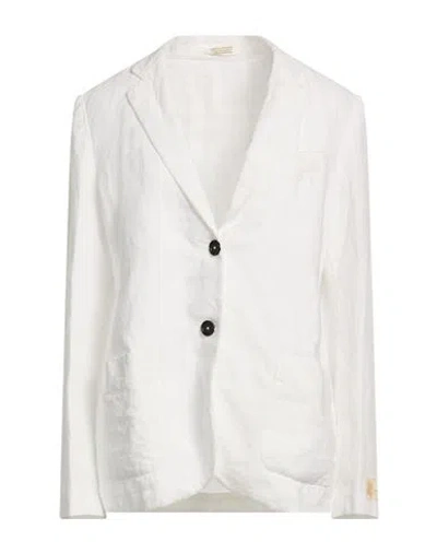 Massimo Alba Woman Blazer White Size M Linen In Gray