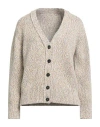 Massimo Alba Woman Cardigan Beige Size Xl Cotton In Gray