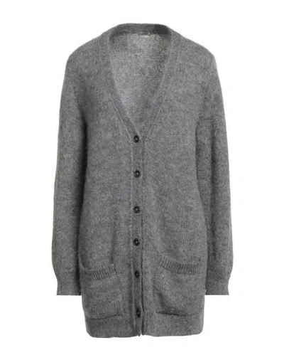 Massimo Alba Woman Cardigan Grey Size M Mohair Wool, Silk In Gray