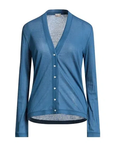 Massimo Alba Woman Cardigan Slate Blue Size L Cotton, Silk