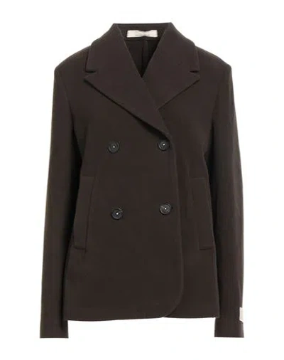 Massimo Alba Woman Coat Chocolate Brown Size L Virgin Wool