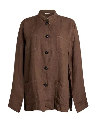 Massimo Alba Woman Jacket Dark Brown Size Xl Linen In Multi