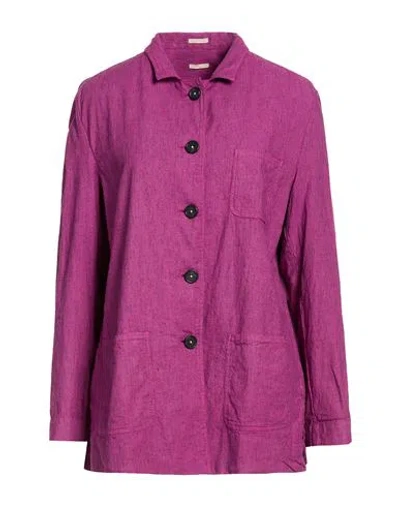 Massimo Alba Woman Jacket Mauve Size L Cotton, Linen, Elastane In Purple