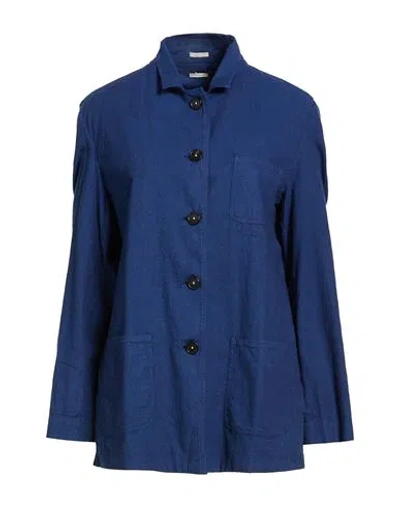 Massimo Alba Woman Jacket Navy Size L Cotton, Linen, Elastane In Blue