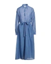 Massimo Alba Woman Maxi Dress Azure Size L Cotton, Silk In Blue