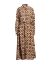 Massimo Alba Woman Maxi Dress Brown Size L Cotton