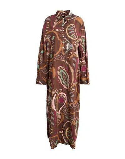 Massimo Alba Woman Maxi Dress Brown Size Xl Cotton