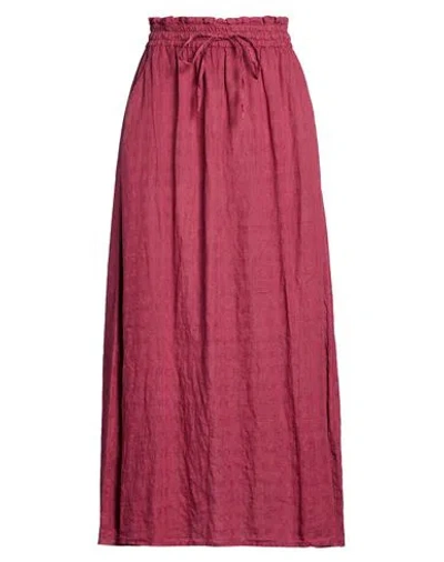 Massimo Alba Woman Maxi Skirt Burgundy Size L Linen In Red