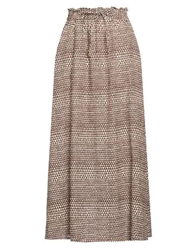 Massimo Alba Woman Maxi Skirt Dark Brown Size M Linen