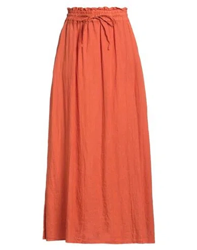 Massimo Alba Woman Maxi Skirt Orange Size S Linen