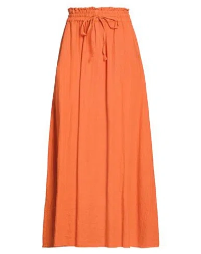 Massimo Alba Woman Maxi Skirt Rust Size Xs Linen In Orange