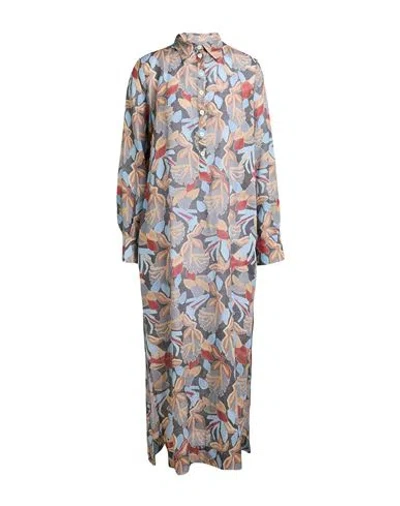 Massimo Alba Woman Midi Dress Azure Size Xs Cotton, Linen In Multi