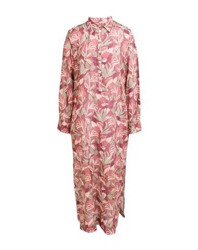 Massimo Alba Woman Midi Dress Brick Size L Cotton, Linen In Multi