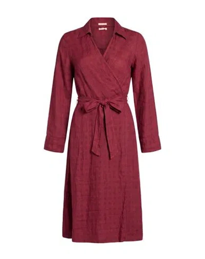 Massimo Alba Woman Midi Dress Garnet Size S Linen In Brown