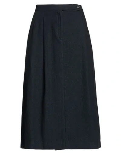 Massimo Alba Woman Midi Skirt Blue Size 6 Wool, Cotton In Black