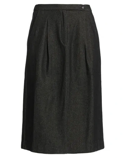 Massimo Alba Woman Midi Skirt Dark Brown Size 2 Wool, Cotton In Black
