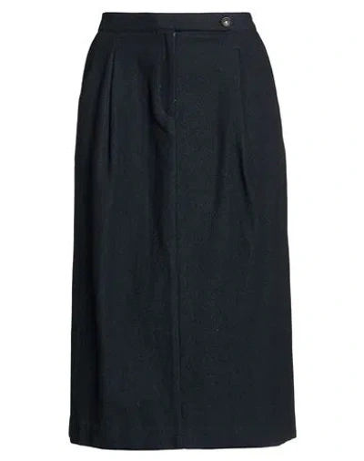 Massimo Alba Woman Midi Skirt Midnight Blue Size 8 Wool, Cotton
