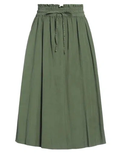 Massimo Alba Woman Midi Skirt Military Green Size M Cotton