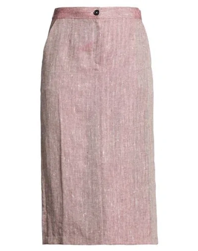 Massimo Alba Woman Midi Skirt Plum Size 8 Linen, Silk In Pink