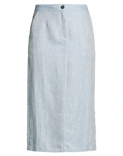 Massimo Alba Woman Midi Skirt Slate Blue Size 6 Linen, Silk