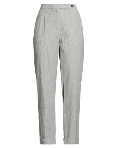 Massimo Alba Woman Pants Blue Size 4 Cotton, Linen, Elastane In Gray