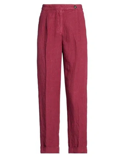 Massimo Alba Woman Pants Garnet Size 2 Linen In Red