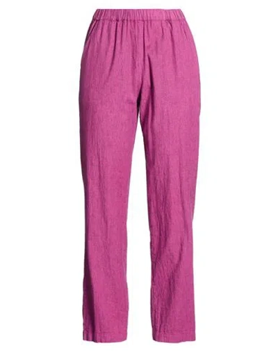 Massimo Alba Woman Pants Magenta Size M Cotton, Linen, Elastane In Purple