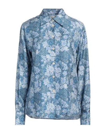 Massimo Alba Woman Shirt Blue Size L Silk