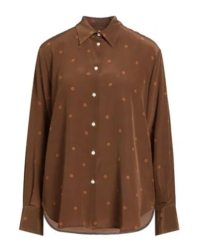 Massimo Alba Woman Shirt Brown Size L Silk