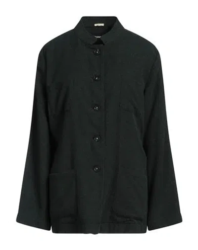 Massimo Alba Woman Shirt Dark Green Size L Cotton, Cashmere In Black