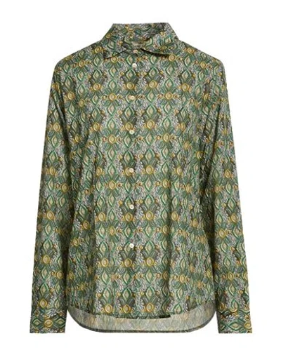 Massimo Alba Woman Shirt Green Size M Cotton, Cashmere