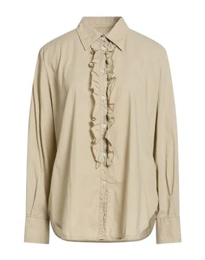 Massimo Alba Woman Shirt Khaki Size L Cotton In Sand