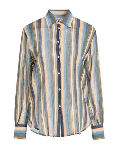 Massimo Alba Woman Shirt Midnight Blue Size Xl Cotton, Silk