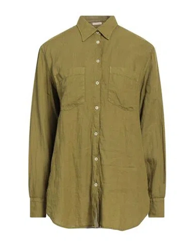 Massimo Alba Woman Shirt Military Green Size Xs Linen