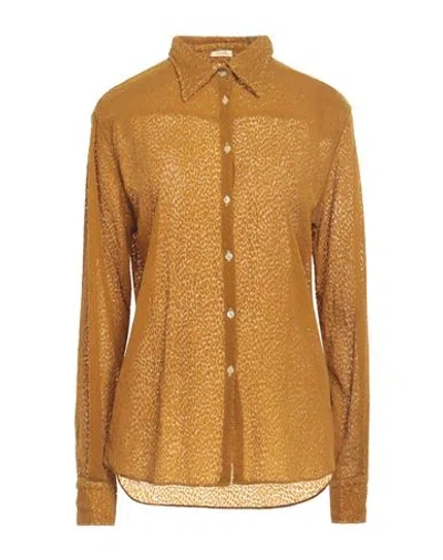 Massimo Alba Woman Shirt Mustard Size Xl Polyamide, Silk In Brown