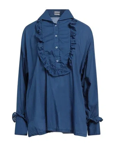 Massimo Alba Woman Shirt Navy Blue Size M Cotton In Navy Blue