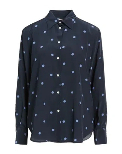 Massimo Alba Woman Shirt Navy Size L Silk In Blue