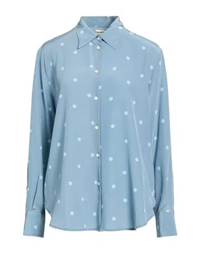Massimo Alba Woman Shirt Slate Blue Size L Silk