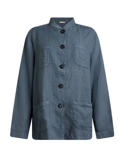 Massimo Alba Woman Shirt Slate Blue Size S Linen