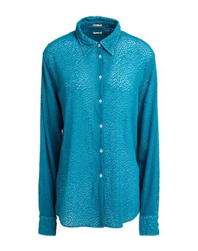 Massimo Alba Woman Shirt Turquoise Size Xl Polyamide, Silk In Blue