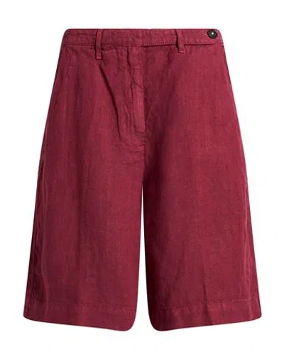 Massimo Alba Woman Shorts & Bermuda Shorts Garnet Size 2 Linen In Red