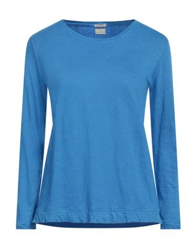 Massimo Alba Woman T-shirt Azure Size L Linen In Blue