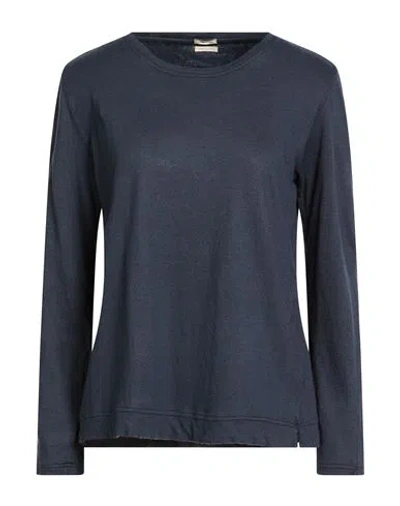 Massimo Alba Woman T-shirt Midnight Blue Size M Linen, Cotton